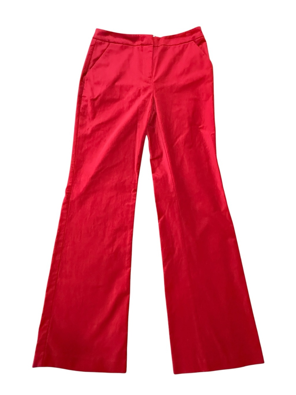 Trina Turk Westport Kick Flare Pant in Red Spark Velveteen Womens Size 4 Pockets